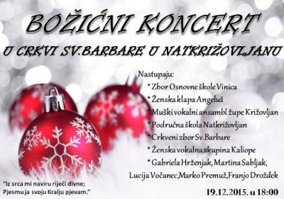 U subotu u Natkrižovljanu Božićni koncert