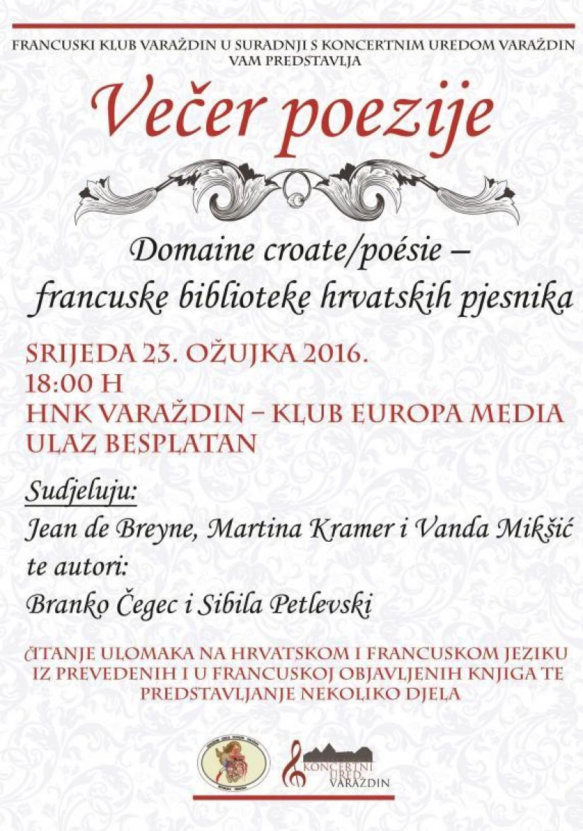 Večer poezije u znaku Francuske u klubu Europa Media u srijedu