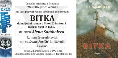 Noć knjige: predstavljanje romana &quot;Bitka&quot; autora Alena Samboleca