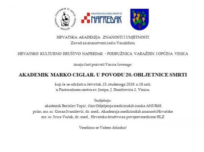 U Vinici večeras hommage akademiku Marku Ciglaru
