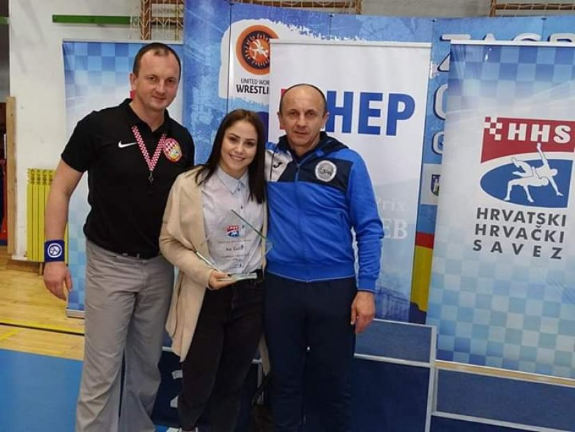 Iva Gerić s trenerima u HK Ludbreg, Krešom i Ignacom Horvatom