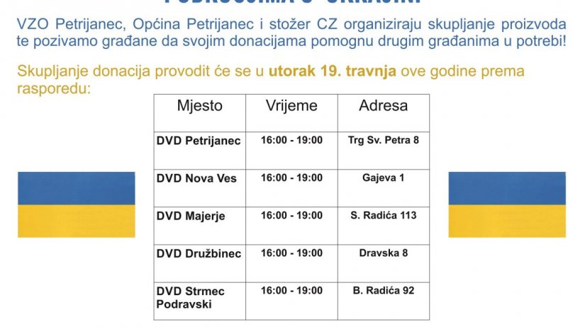 Prikupljanje humanitarne pomoći za Černivecku oblast u Ukrajini u utorak