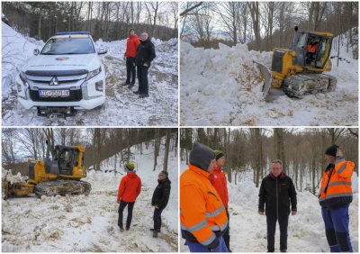 Kroz hrpu snijega probija se cesta od Žganog vina do vrha Ivančice