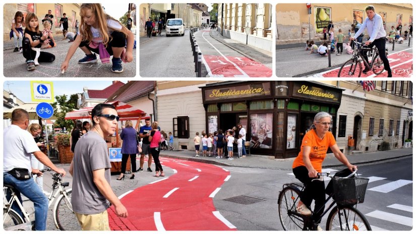 FOTO Povodom Dana bez automobila u središtu Varaždina uređena nova biciklistička staza