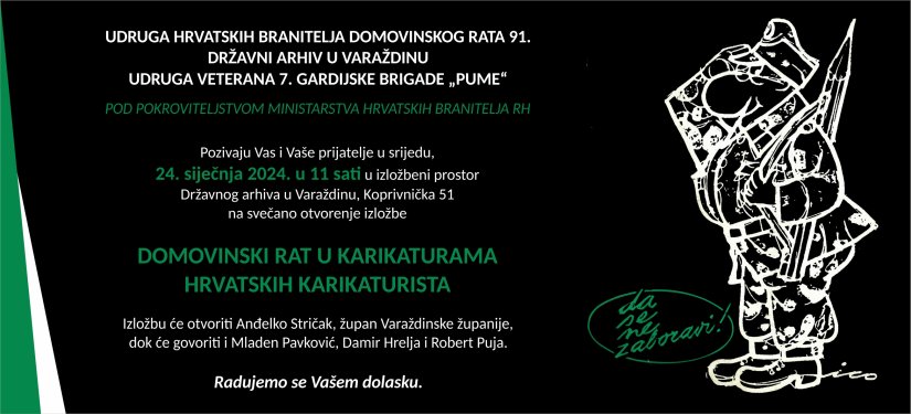 U srijedu otvorenje izložbe &quot;Domovinski rat u karikaturama hrvatskih karikaturista&quot;