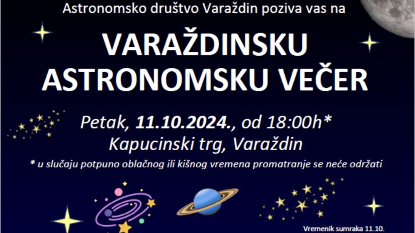 Dođite na &quot;Varaždinsku astronomsku večer&quot; i uživajte u pogledu na planete i dubine svemira